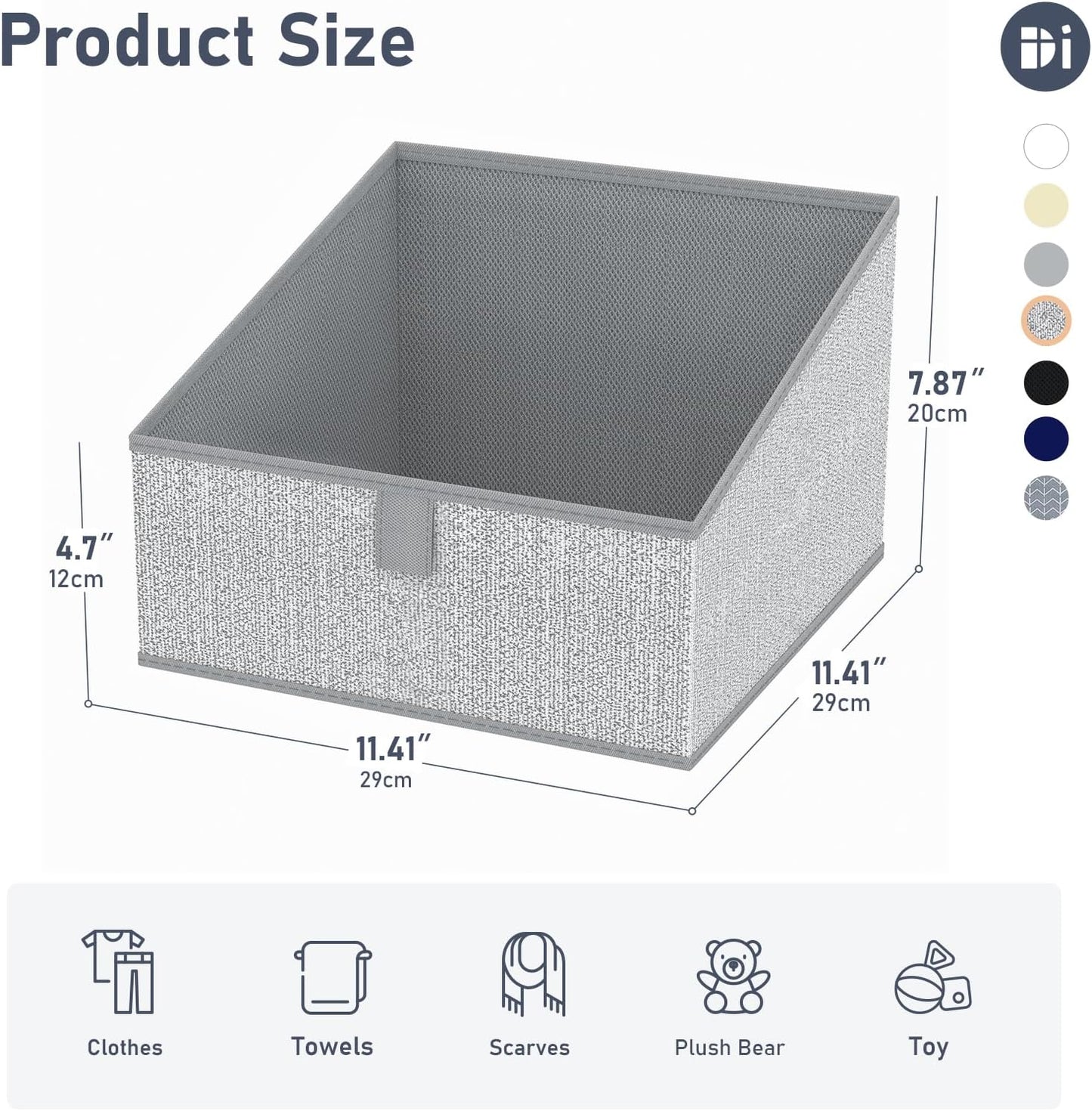 DIMJ Closet Storage Bins - 6 Pack Foldable Storage Baskets Box Fabric Storage Cubes Storage Organization Trapezoid Storage Bin (Arrow Grey)