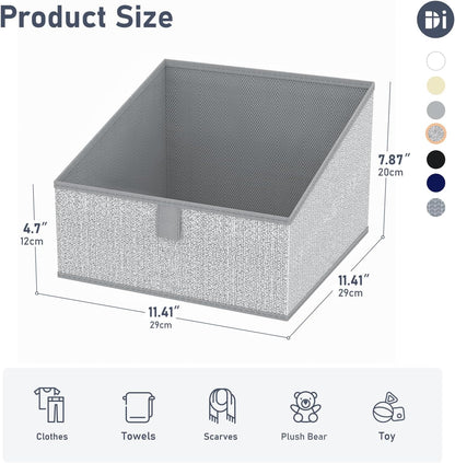 DIMJ Closet Storage Bins - 6 Pack Foldable Storage Baskets Box Fabric Storage Cubes Storage Organization Trapezoid Storage Bin (Arrow Grey)