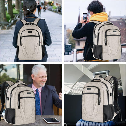 Backpack for Men and Women, School Backpacks for Teen Boys and Girls, Black Water Resistant Back Pack, Business Men Sturdy Computer Bag with USB Charging Port, Gifts