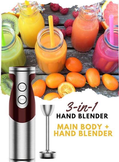 MEGAWISE new Hand Blender Series Only one Hand Blender,no attachments,12-Speed,Includes Powerful Blender Stick- Easy to Clean and Perfect for Smoothies, and More (Black)