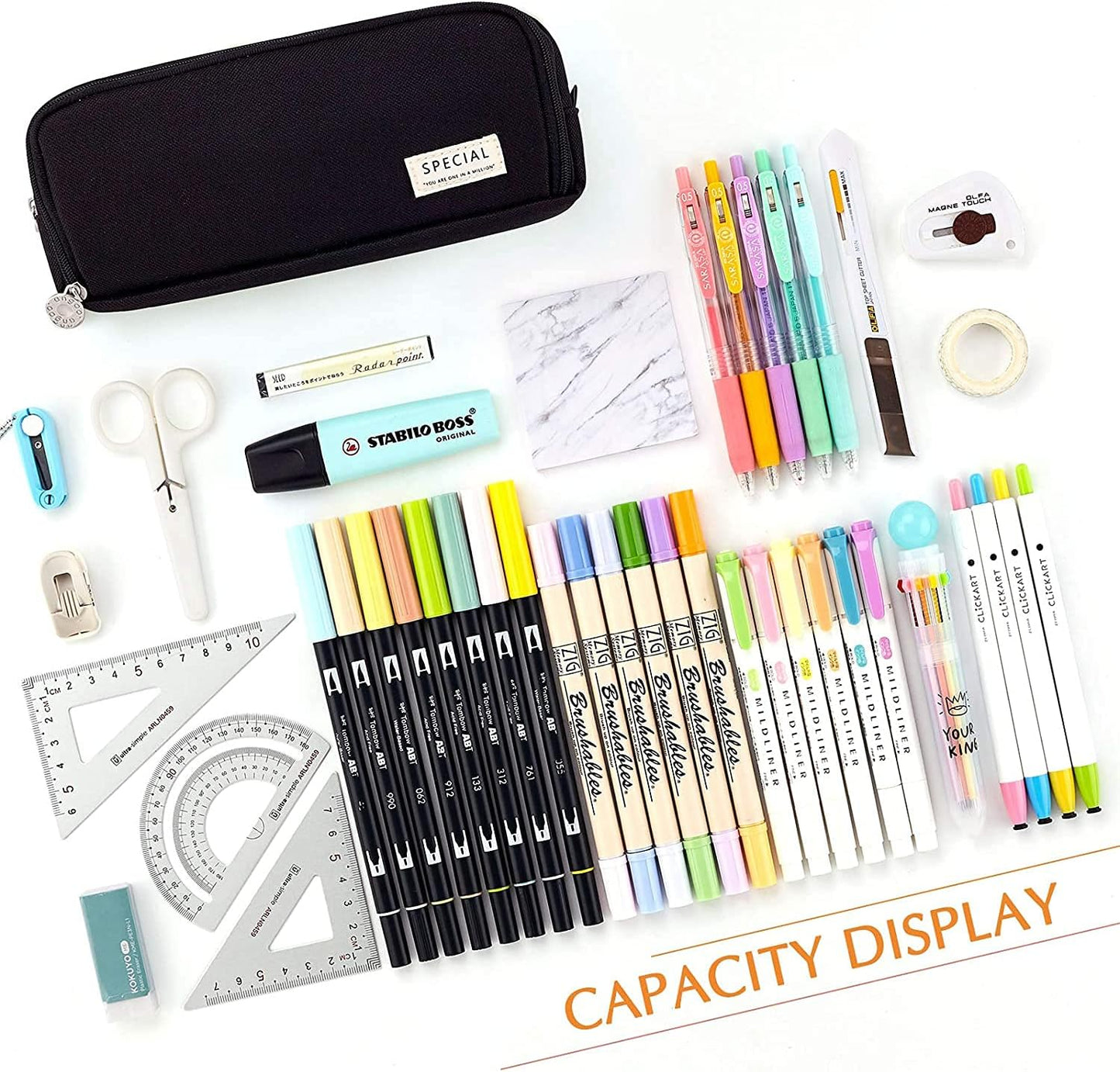 Big Capacity Pencil Case, OLIYuMi 3 Compartment Pencil Pouch Pencil Bag Storage Box Stationery Organizer Makeup Bag with Zipper Closure for Student Office College Boys and Girls (Pink)