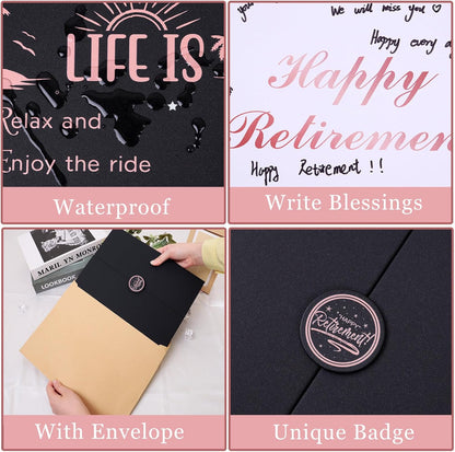 Roetyce Retirement Party Decorations, Funny Retirement Guest Book Alternative, Hapyy Retirement Decorations, Best Retirement Gifts for Women Men, Retirement Signature Board Book, Jumbo Retirement Card