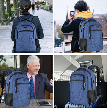 Backpack for Men and Women, School Backpacks for Teen Boys and Girls, Black Water Resistant Back Pack, Business Men Sturdy Computer Bag with USB Charging Port, Gifts