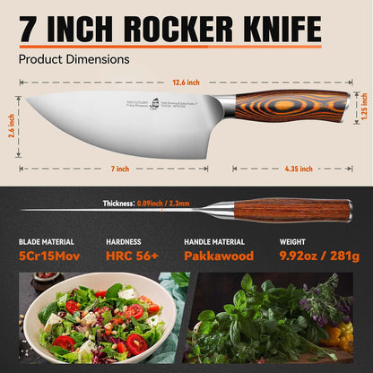 TUO Boning Knife - Razor Sharp Fillet Knife - High Carbon German Stainless Steel Kitchen Cutlery - Pakkawood Handle - Luxurious Gift Box Included - 7 inch - Fiery Phoenix Series