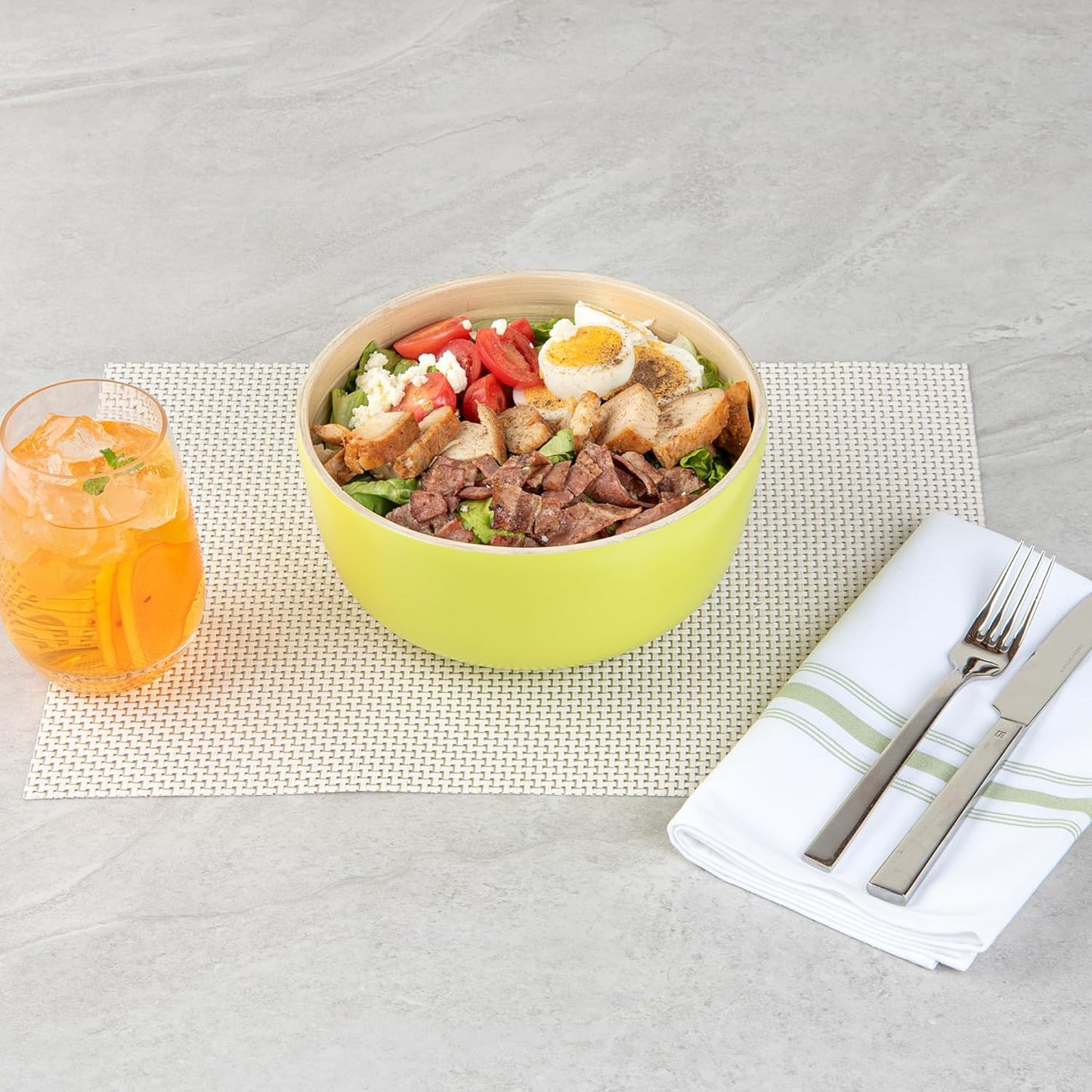 Restaurantware-Bambuddha 51 Ounce Extra Large Salad Bowl, 1 Heavy-Duty Round Salad Bowl - Sustainable, Reusable, Blue Bamboo Serving Dish, for Serving Salads, Fruits, and Appetizers