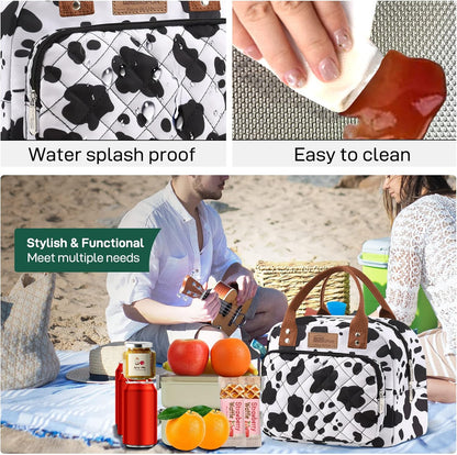 HOMESPON Lunch Bag for Woman Man Adults with Front Pocket Insulated Lunch Tote Lunch Box Container for Work Picnic or Travel(Black)