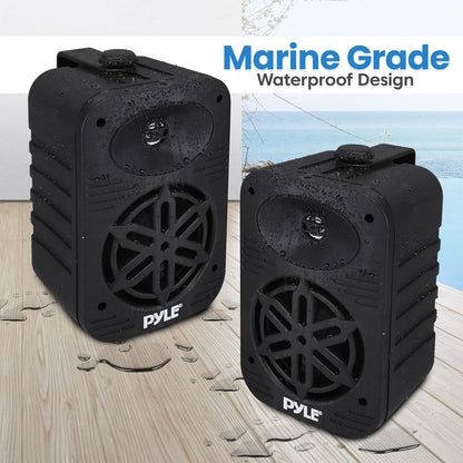 Pyle Indoor Outdoor Speakers Pair - 500 Watt Dual Waterproof 5.25” 2-Way Full Range Speaker System w/ 1/2” High Compliance Polymer Tweeter - in-Home, Boat, Marine, Deck, Patio, Poolside (Black)