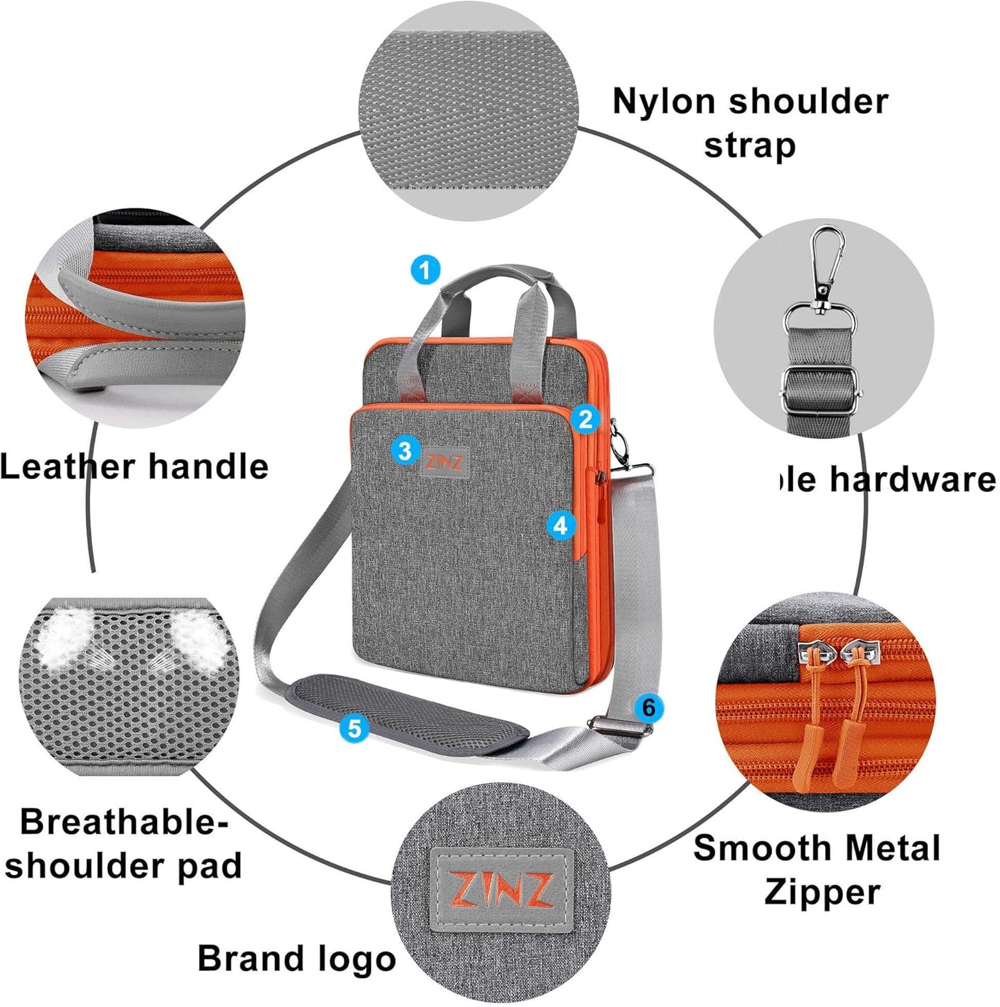 ZINZ Slim & Expandable Case 12.9 13 inch Travel Laptop Shoulder Bag for MacBook Air 13" M3/M2/M1, MacBook Pro 13" M2/M1, iPad Pro 12.9"/13"/11", iPad Air 13",L01G03 - PuriLite