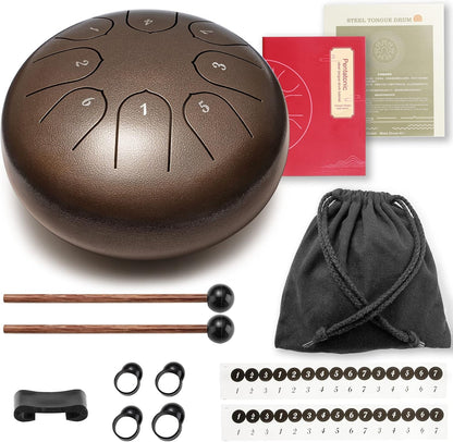 Lronbird Steel Tongue Drum Percussion, 6 Inch 8 Notes Musical Instruments, Music Gifts for Family Friends (Malachite)