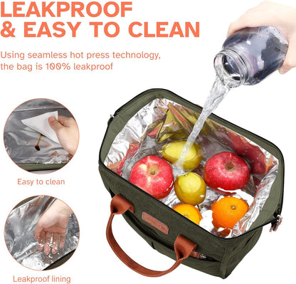 Lunch Bag for Women & Men, Insulated Lunch Box Cooler Tote Bags, Adult Reusable Lunch Boxes with Water Resistant for Work, Travel and Picnic (Grey)