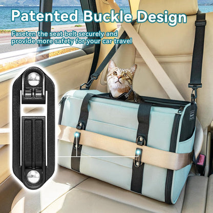 Petsfit Pet Carrier Airline Approved, Soft-Sided Cat Carrier with Patented Car Buckle, Lightweight and Collapsible with Adjustable Shoulder Strap, Soft Cushion,Green
