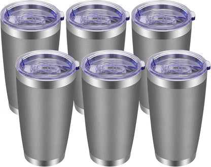 VEGOND 20oz Tumbler with Lid and Straw Stainless Steel Tumbler Cup Bulk Vacuum Insulated Double Wall Travel Coffee Mug Powder Coated Coffee Cup (Bluish Violet 6 Pack)