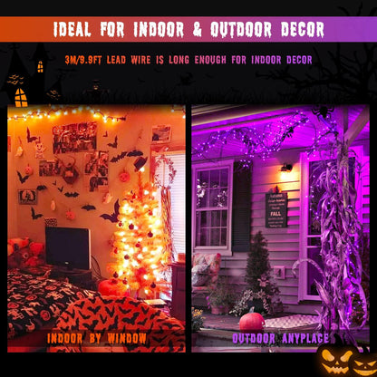 JMEXSUSS 2 Pack 75.5ft Orange Solar Christmas Lights, Total 400 LED Solar String Lights Outdoor Waterproof, 8 Modes Orange Halloween Lights for Tree Patio Garden Thanksgiving Halloween Decorations