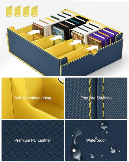 ZLCA Card Storage Box for MTG PTCG, Commander Deck Box Holds 3000+ Cards, Card Storage Case with 4 Stoppers, Card Organizer for TCG Sport Cards (Black)