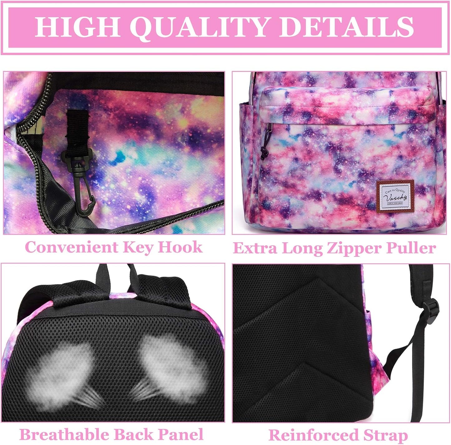 VASCHY Lightweight School Backpack for Women with Sleeve for 14" Laptop