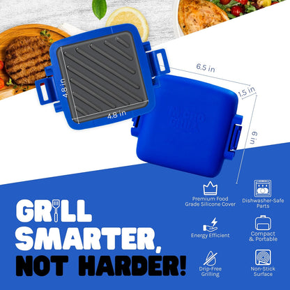 Micro Grill | Microwave Sandwich Maker - Grilled Cheese Munchy - Toastie Maker - Panini Press - Travel (Blue)