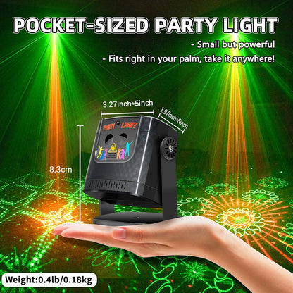Mini Disco Ball Party Light, 60 Patterns Sound Activated DJ Strobe Lamp with Remote, Red & Green LED Projector, USB Powered Party Favors for Kids Birthday Gift, Home Room Dance Club Decorations