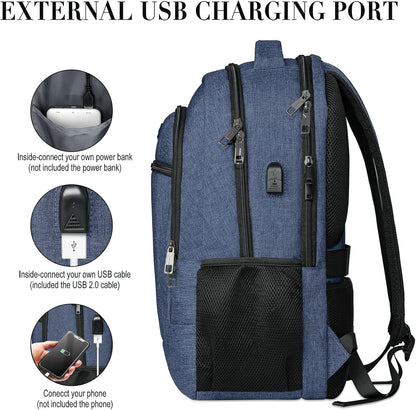 Backpack for Men and Women, School Backpacks for Teen Boys and Girls, Black Water Resistant Back Pack, Business Men Sturdy Computer Bag with USB Charging Port, Gifts