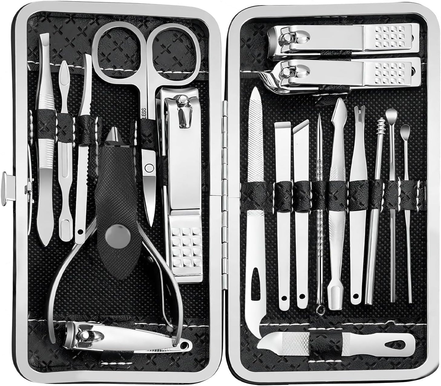 Manicure Set - 19 in 1 Professional Nail Clippers Pedicure Kit, Manicure Tool Kit, Stainless Steel Facial Grooming Set Kit, Gift Idea for Women, Men, Girls, Teens, Beige