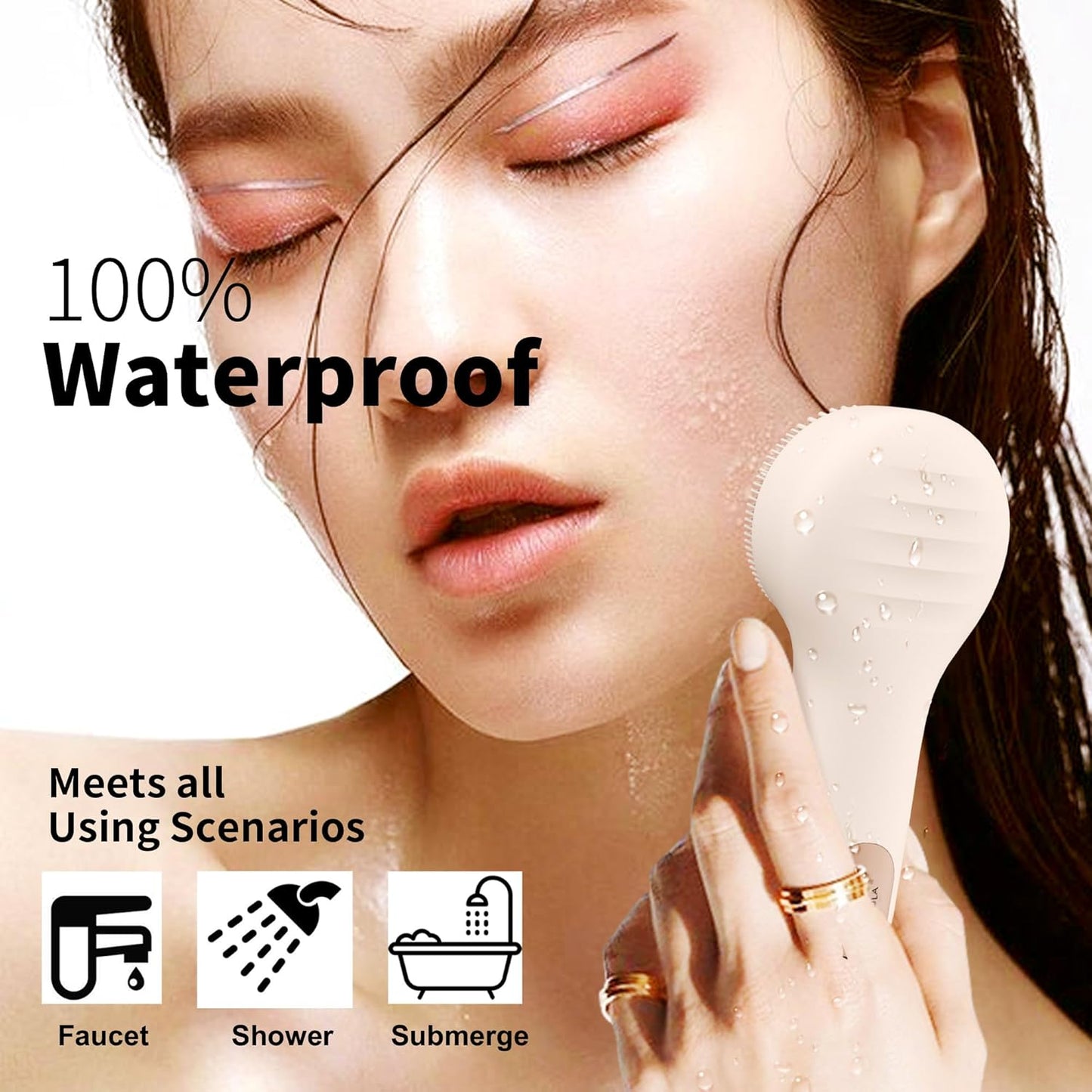 Silicone Face Scrubber, NågraCoola CLIE 2.0 Facial Cleansing Brush, Rechargeable, Waterproof Face Scrub Brush for Cleansing, Exfoliating, Massaging, Electric Facial Exfoliator for Women & Men - Black