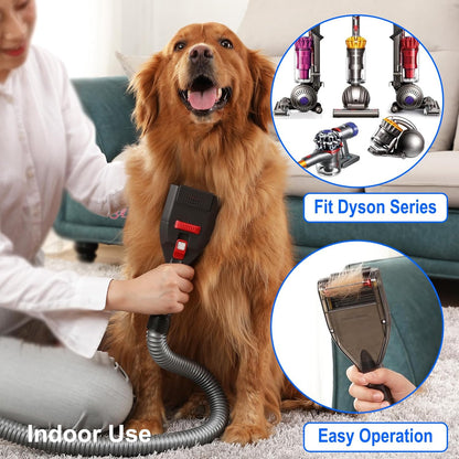 Kodahome Dog Hair Brush Vacuum Attachment for Shedding Grooming, Pet Groom Tool Kit for Most Vacuum Brands, Deshedding Removal Comb with Extension Hose and Universal Adapters