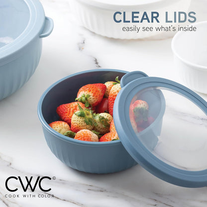 COOK WITH COLOR Prep Bowls with Lids- 8 Piece Nesting Plastic Small Mixing Bowl Set with Lids (Teal Ombre)