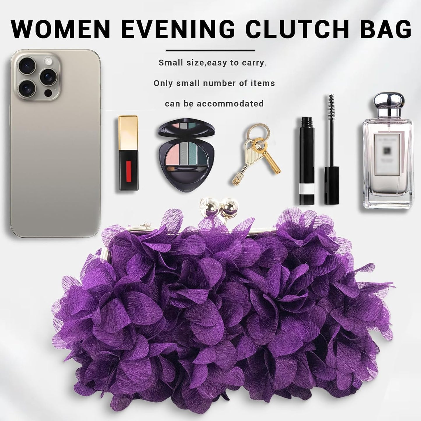 JAMBHALA Clutch Evening Handbags Floral Appliques Small Clutch Purses for Women