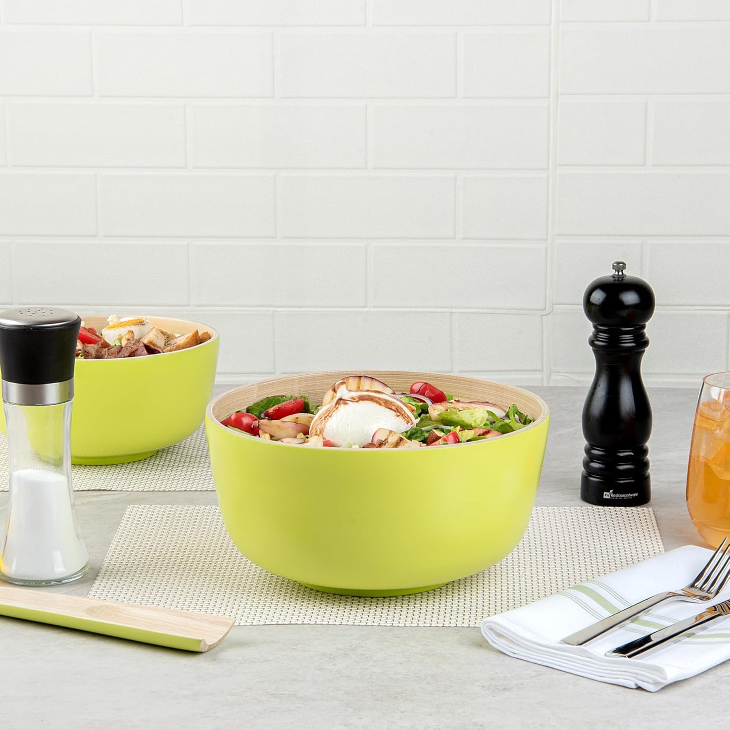 Restaurantware-Bambuddha 51 Ounce Extra Large Salad Bowl, 1 Heavy-Duty Round Salad Bowl - Sustainable, Reusable, Blue Bamboo Serving Dish, for Serving Salads, Fruits, and Appetizers