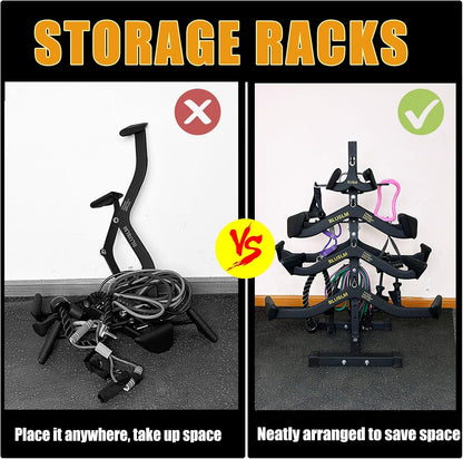 BLUSLM Cable Attachment Rack for Lat Pull Down Bar, Heavy Duty Steel Lat Bar Organizer, Gym Storage Rack for LAT Pulldown Attachments