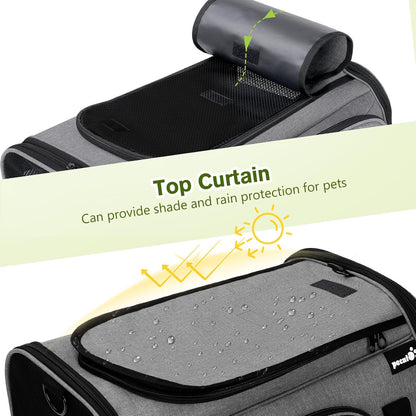 Pecute Cat Carrier Expandable 47x34x33cm, Dog Carrier Foldable, Pet Carrier with Breathable Mesh for Small to Medium Cats and Dogs, Used for Traveling, Camping, Going to The Vet Gray