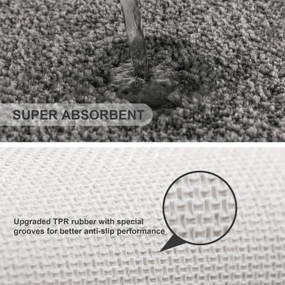 Bathroom Rugs Set 2 Pieces - Bath Rugs Ultra Soft Absorbent Non-Slip Fluffy Thick Microfiber Cozy Bath Mats Set for Tub Shower Bathroom Floors Accessories, 20"x32" & 16"x24" Set of 2 (Beige)