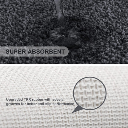 Bathroom Rugs Set 2 Pieces - Bath Rugs Ultra Soft Absorbent Non-Slip Fluffy Thick Microfiber Cozy Bath Mats Set for Tub Shower Bathroom Floors Accessories, 20"x32" & 16"x24" Set of 2 (Beige)
