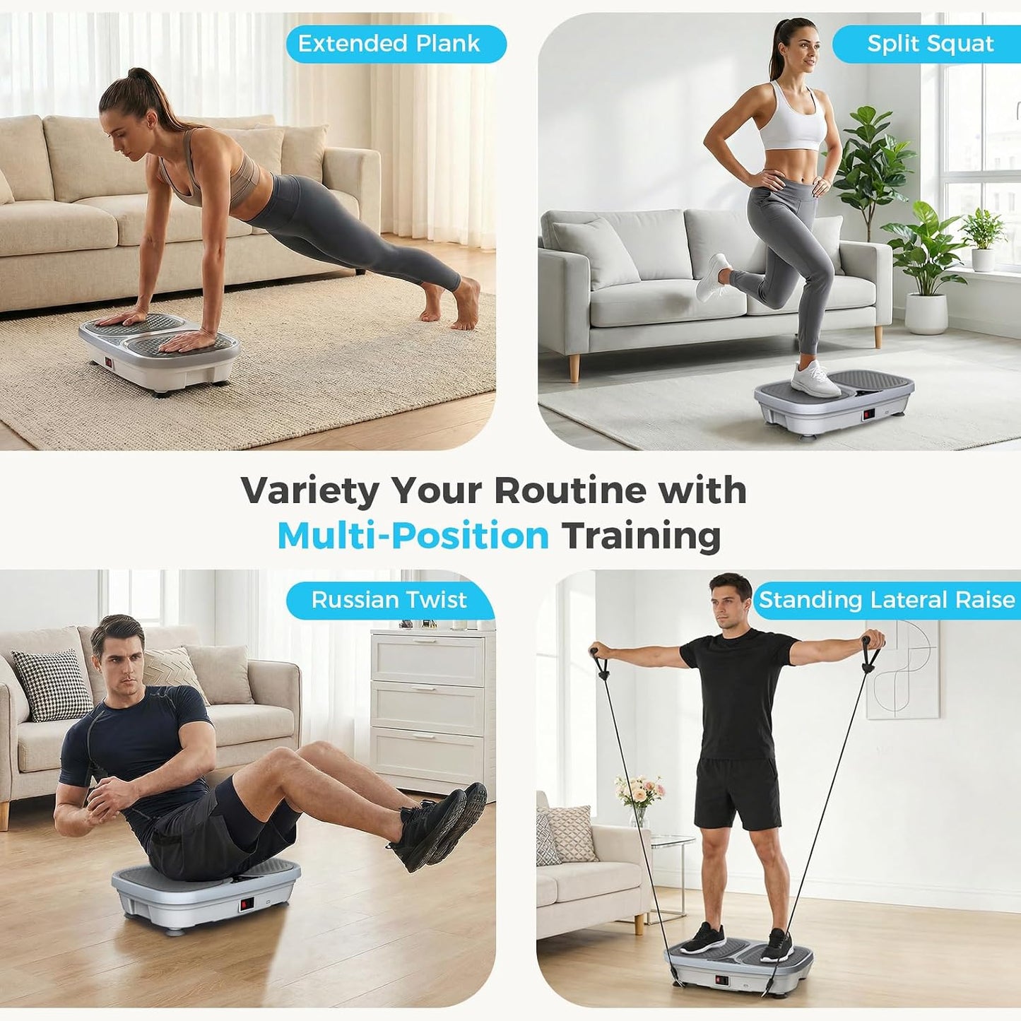 OLIXIS Vibration Plate Exercise Machine with 9 Auto Modes, Full Body Workout Vibrating Platform with LED Touch Screen & Pull Ropes for Weight Loss, Home Gym Fitness Equipment for Women Men