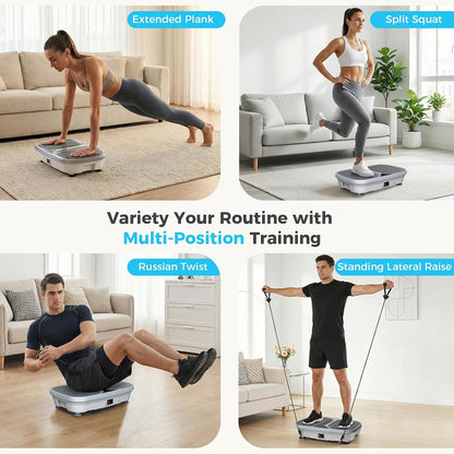 OLIXIS Vibration Plate Exercise Machine with 9 Auto Modes, Full Body Workout Vibrating Platform with LED Touch Screen & Pull Ropes for Weight Loss, Home Gym Fitness Equipment for Women Men