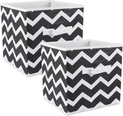DII Foldable Fabric Storage Containers for Nurseries, Offices, Closets, Home Decor, Cube Organizers & Everyday Storage Needs, (Large - 11 x 11 x 11) Scroll Nautical Blue - Set of 2