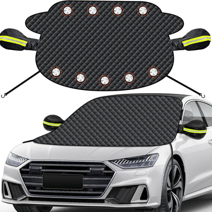 Windshield Snow Cover – Magnetic Car Snow Windscreen Cover & Sunshade – 9 Strong Magnets + Side Wing Mirror Covers – Frost Guard for Cars, SUVs & Trucks (Black, 145 × 118 cm) - PuriLite