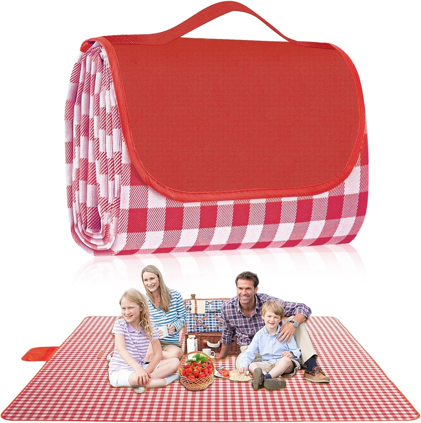 Extra Large Outdoor Picnic Blanket, 79"x79" Waterproof Picnic Mat, Sandproof Beach Blanket Portable Camping Blanket Lightweight for Park Beach Camping Courtyard (Dark Blue)