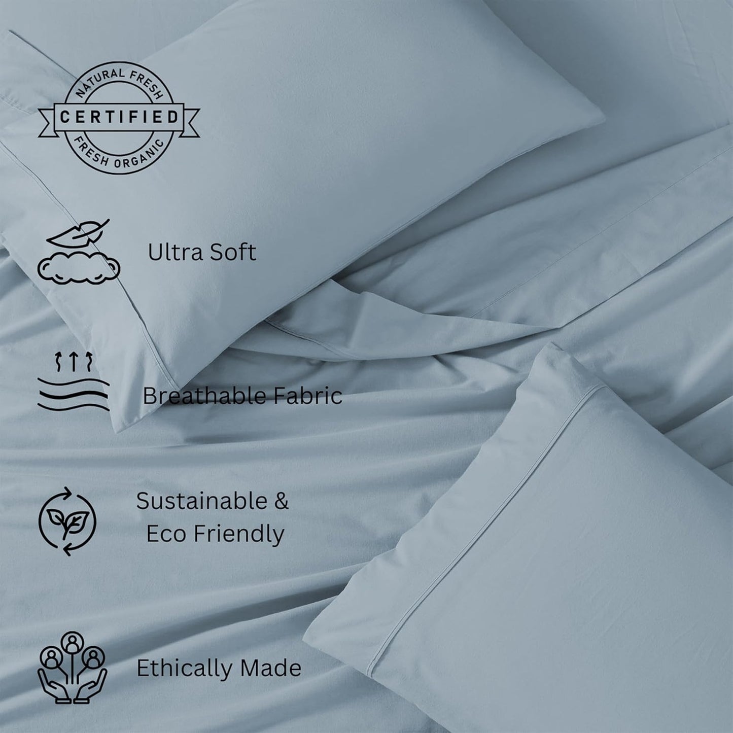 Lane Linen 100% Organic Cotton Queen Sheet Set, 4-Piece Percale Bed Sheets for Queen Bed - Soft, Breathable, Hypoallergenic, Deep Pocket Fits Mattress Up to 15" Deep, Hotel Quality Sheets - White