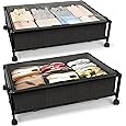 Under Bed Storage Bins | Foldable Clothes Organizer | Shoe Storage Container | Bedroom Furniture Storage | Rolling Under Bed Storage - PuriLite