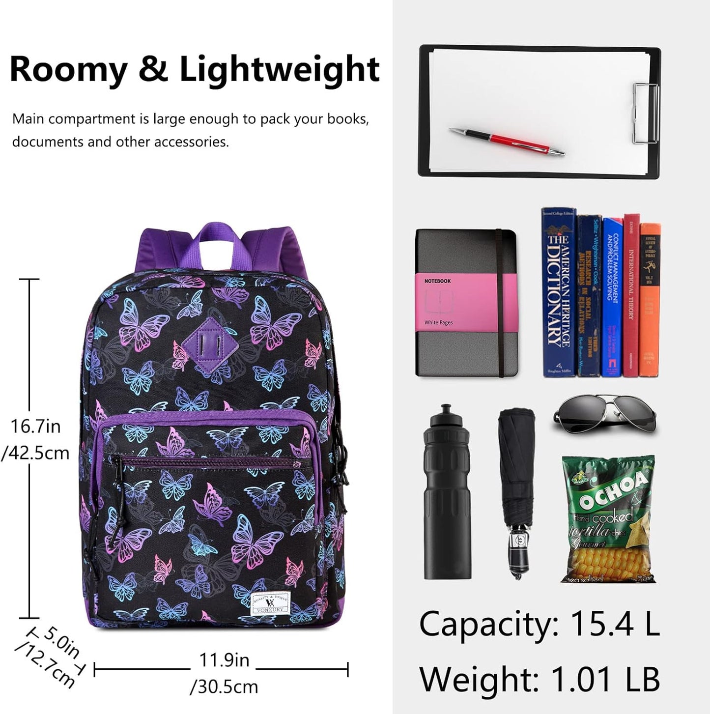 School Backpack for Kids,Lightweight Water Resistant Work Travel Backpack for Women Men Teens VONXURY