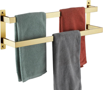 KOKOSIRI Towel Bars Black Bath Towel Holders 20 Inches Bathroom 2-Tiers Ladder Towel Rails Wall Mounted Towels Shelves Rack Stainless Steel, B5008BK-L20