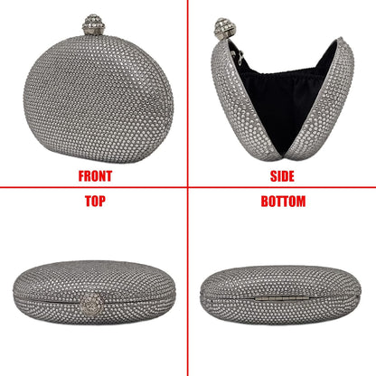 HUANG ZHUANG Egg Shape Crystal Clutch Purse Rhinestone Evening Bag for Women Party Wedding Cute Handbag