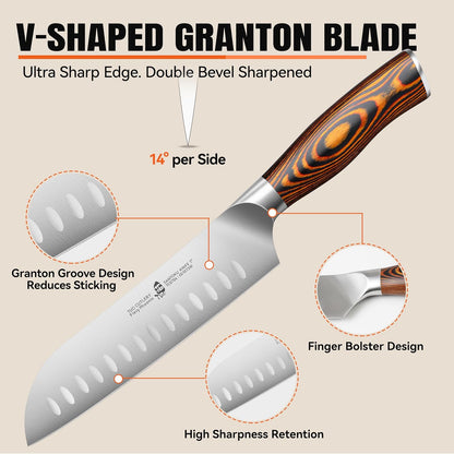 TUO Boning Knife - Razor Sharp Fillet Knife - High Carbon German Stainless Steel Kitchen Cutlery - Pakkawood Handle - Luxurious Gift Box Included - 7 inch - Fiery Phoenix Series