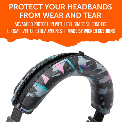 WC BandZ Virtuoso V2 - Silicone Headband Cover for Corsair Virtuoso Headphones by Wicked Cushions | Machine Washable, No More Flaking Leather | for Virtuoso Wireless, XT, and SE | Black Camo
