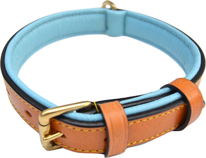 Soft Touch Collars Padded Leather Dog Collar, Large Brown - Genuine Real Leather, 24" Long x 1.5 Wide, Fits Neck Size 18" to 21" Inches