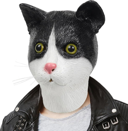 SANZHIGOU Cat Mask Novelty Cute Cat Animal Mask for Costume Party Props Latex Full Head Mask