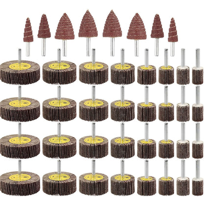 AOKLIT 24 Pcs 80 Grit 1/4inch Abrasive Flap Wheel Sander Set,Aluminum Oxide Flap Wheels Cylindrical Cone Shape Sanding Wheel for Remove Rust and Weld Burr