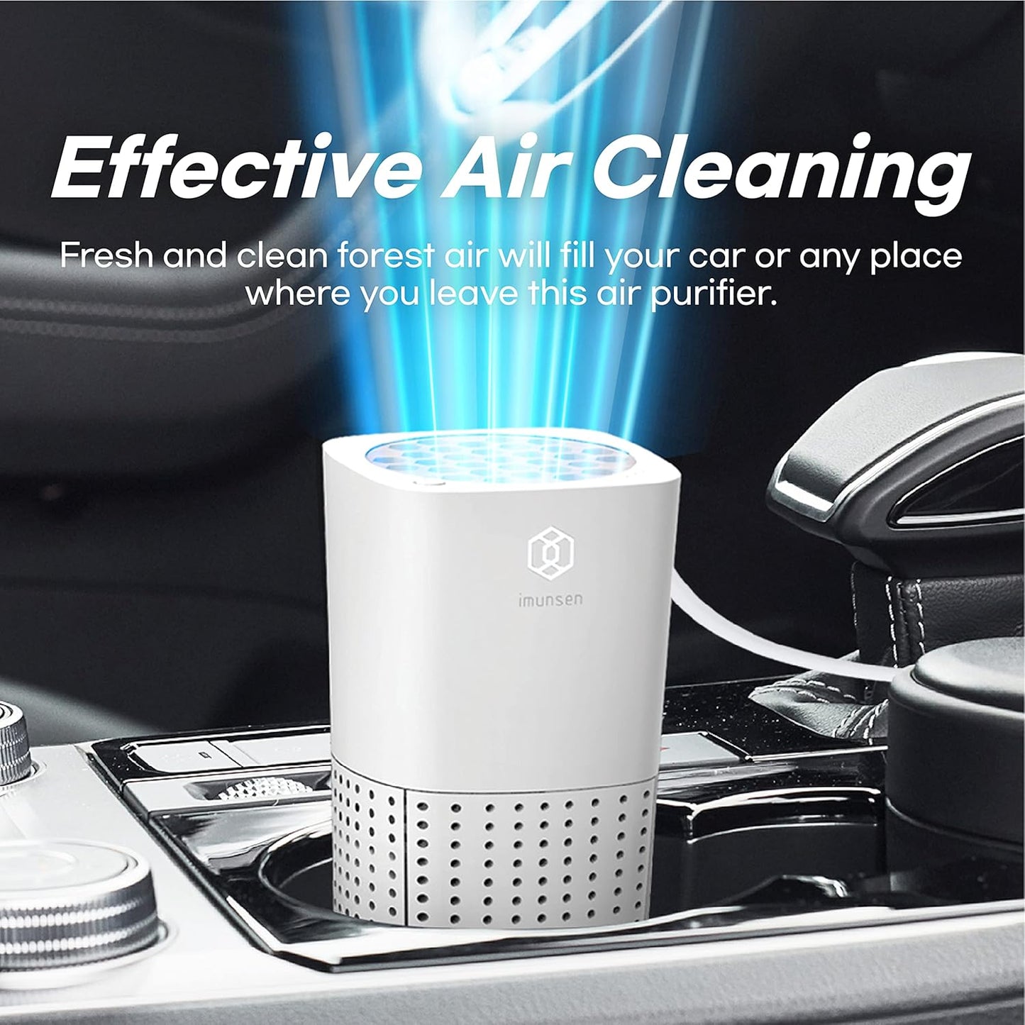 IMUNSEN M-003R True HEPA 13 Filter Air Purifier for Car, Desk, and Office with Carbon Deodorization Filter, 4-Stage Filtration, Smoke, Odors, Allergens, USB Port 5V, Made in Korea - Red - PuriLite