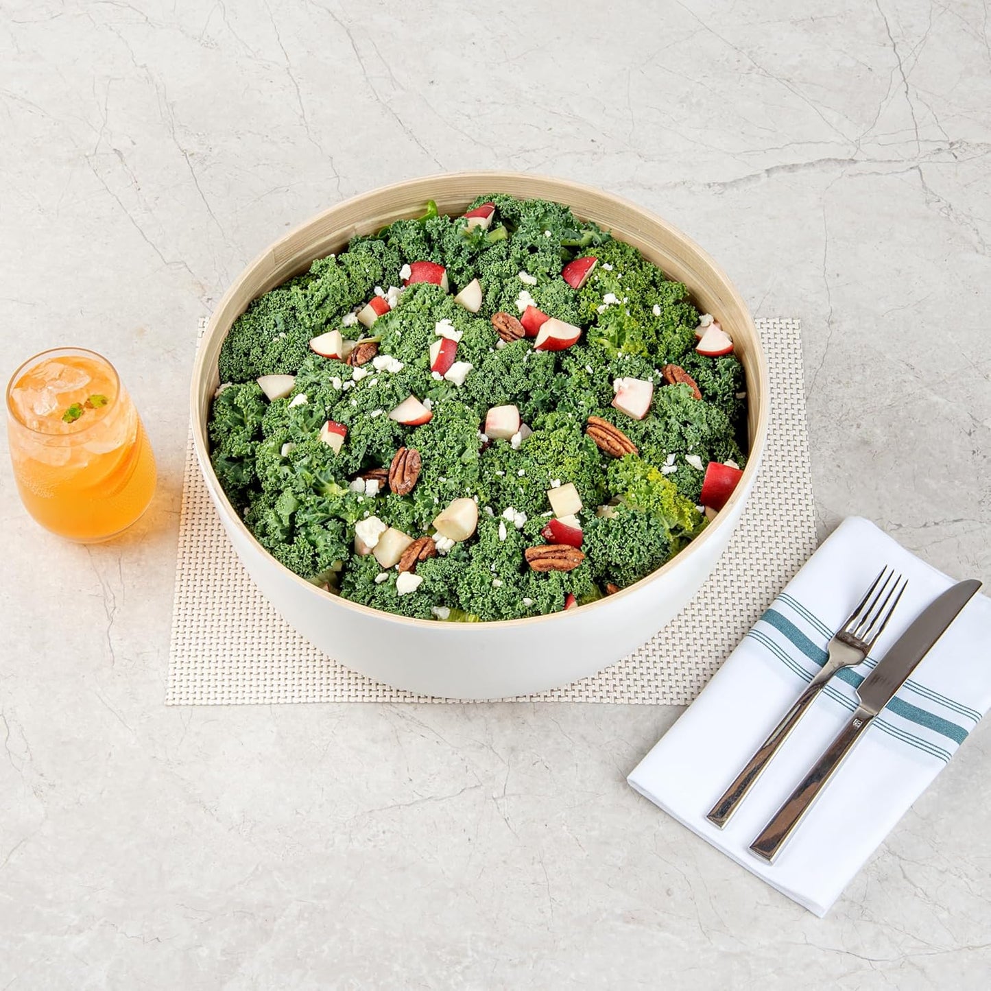 Restaurantware-Bambuddha 51 Ounce Extra Large Salad Bowl, 1 Heavy-Duty Round Salad Bowl - Sustainable, Reusable, Blue Bamboo Serving Dish, for Serving Salads, Fruits, and Appetizers