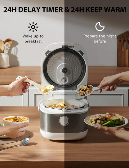 TOSHIBA Rice Cooker Induction Heating, Low Carb Low Sugar Digital Steamer, 5.5 Cups Uncooked Japanese Rice Cooker, 8 Cooking Functions, 24H Timer & Auto Keep Warm